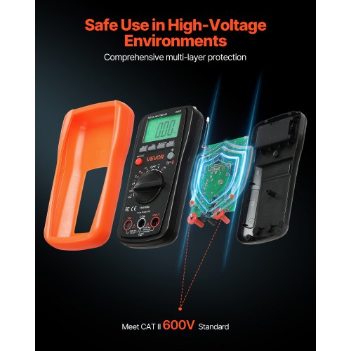 digital multimeter, 4000-siffrors TRMS DC/AC voltmeter strömtester, multimeter med automatiskt område för ström, spänning, resistans, kapacitans, temperatur, dioder, kontinuitet, arbetscykelmätningar |  EU