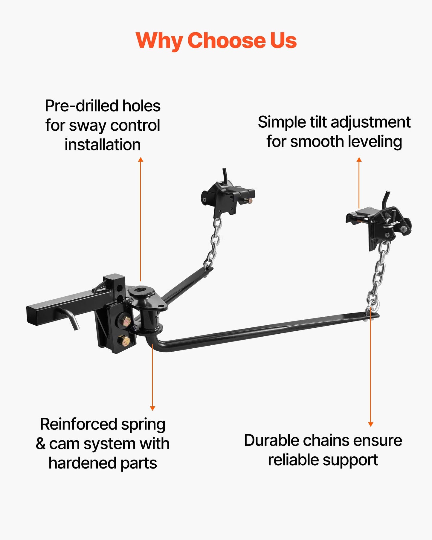 Weight Distribution Hitch, 10000 lbs Max Towing & 1000 lbs Max Tongue, Weight Distributing Hitches Kit Includes 2 in Shank and 2-5/16 in Ball, Load Leveling Hitch for Trailers, Black