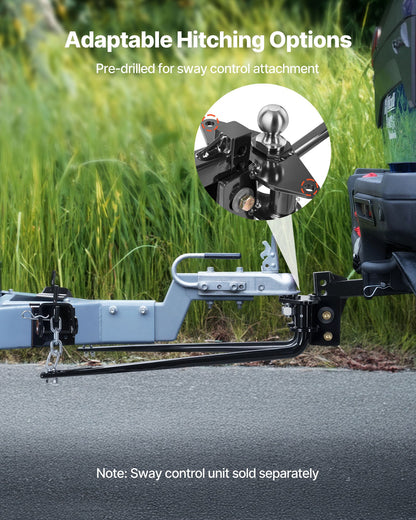 Weight Distribution Hitch, 10000 lbs Max Towing & 1000 lbs Max Tongue, Weight Distributing Hitches Kit Includes 2 in Shank and 2-5/16 in Ball, Load Leveling Hitch for Trailers, Black