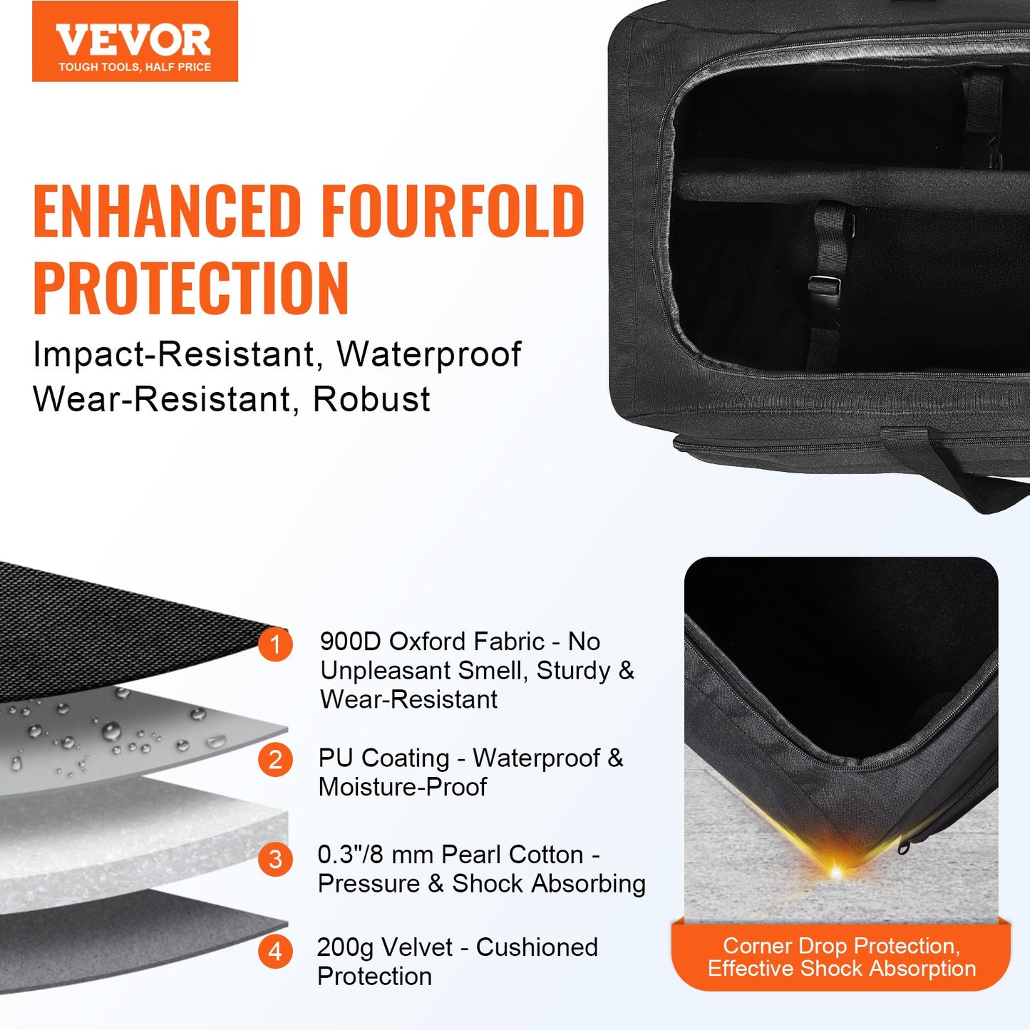 Teleskopfodral 770 mm multifunktionell stötdämpande teleskopförvaringsväska