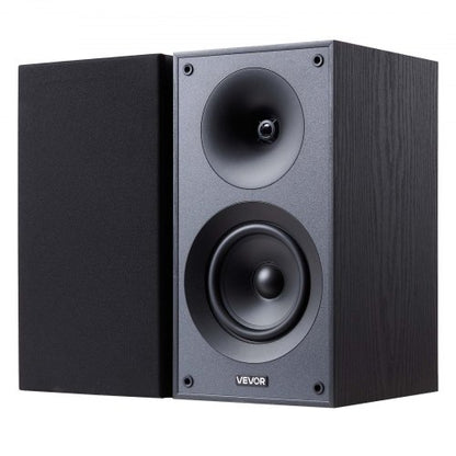Passive Bookshelf Speaker, 300W, Book Shelf Stereo Speakers with 5.25-Inch Woofer and 1-Inch Tweeter, Detachable Grille, 65Hz-20KHz Frequency Response, Wooden Enclosure, for Home Theater (1 Pair)