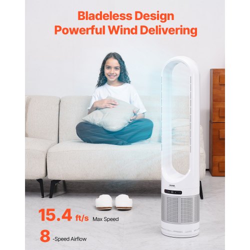 40" Oscillating Tower Fan 8 Hours Timer 15.4ft/s Speed with Remote Control | EU