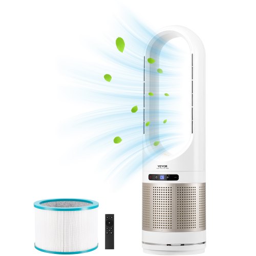 Tower Fan Bladeless, 16.4ft/s Velocity Floor Fan that Blows Cold Air, 80° Oscillating 8-Speed Fans, 8H Timer, Standing Fans with H13 HEPA Filtration, Remote Control & Air Purification Mode