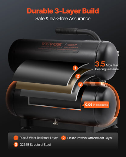 Air Compressor, 4.6 Gallon Steel Tank, 1HP 2.2 CFM@90 PSI Oil Free Air Compressor & Max. 120PSI Pressure, 80dB Ultra Quiet Portable Compressor, for Auto Repair, Tire Inflation, Spray Painting