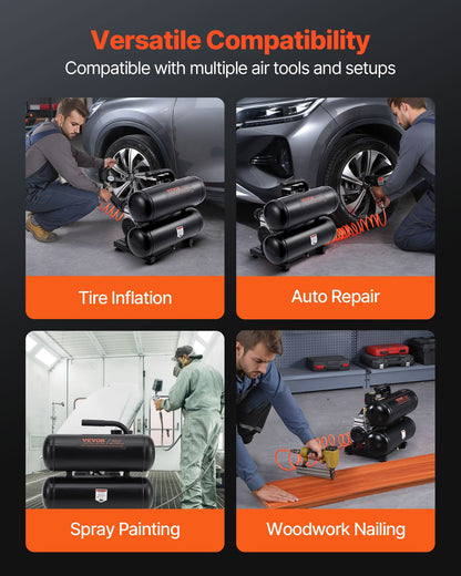 Air Compressor, 4.6 Gallon Steel Tank, 1HP 2.2 CFM@90 PSI Oil Free Air Compressor & Max. 120PSI Pressure, 80dB Ultra Quiet Portable Compressor, for Auto Repair, Tire Inflation, Spray Painting