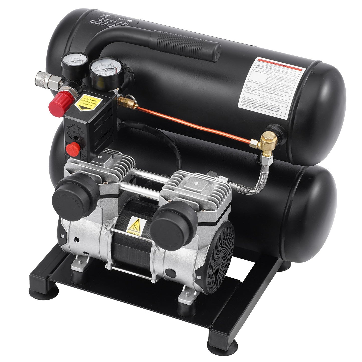 Air Compressor, 4.6 Gallon Steel Tank, 1HP 2.2 CFM@90 PSI Oil Free Air Compressor & Max. 120PSI Pressure, 80dB Ultra Quiet Portable Compressor, for Auto Repair, Tire Inflation, Spray Painting
