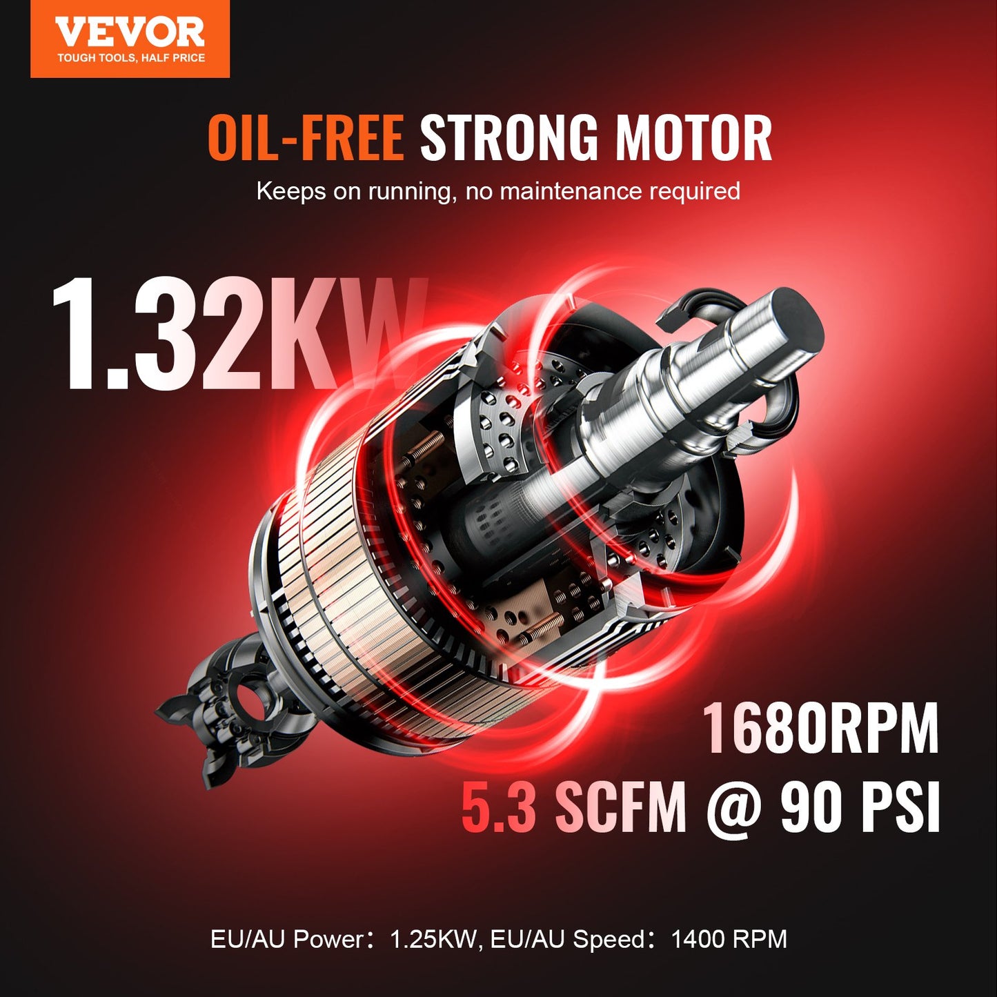 Luftkompressor, kompakt, tragbar, ölfrei, 10 Gallonen, 90 PSI