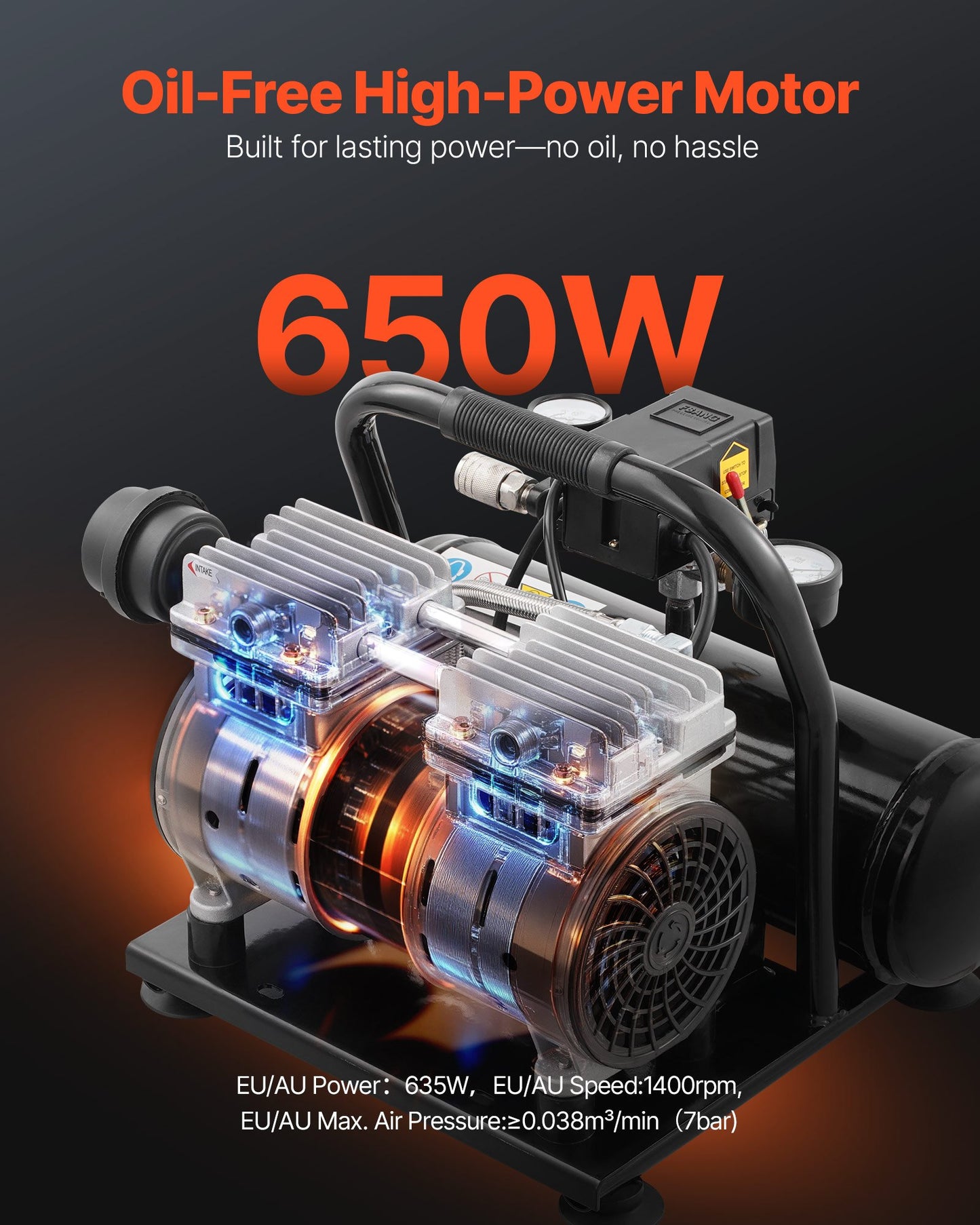 Air Compressor, 1 Gallon Steel Tank, 1HP 1.5 CFM 90PSI Oil Free Air Compressor & Max. 120PSI Pressure, 78dB Ultra Quiet Portable Compressor, for Auto Repair, Tire Inflation, Spray Painting