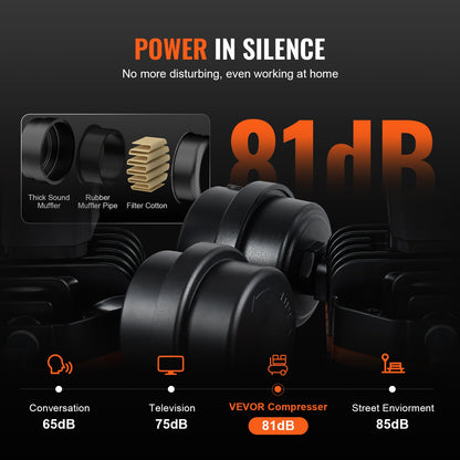 Air Compressor Compact Portable Oil Free Compressor 2 Gallon 8bar