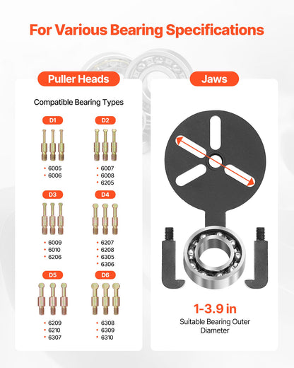 36-in-1 Bearing Puller Set, 36 PCS 3-Jaw Hook Puller for Internal External Bearings and Bearing Without Inner Shaft, Multifunctional Bearing Removal Tool with Heavy Duty Portable Storage Case