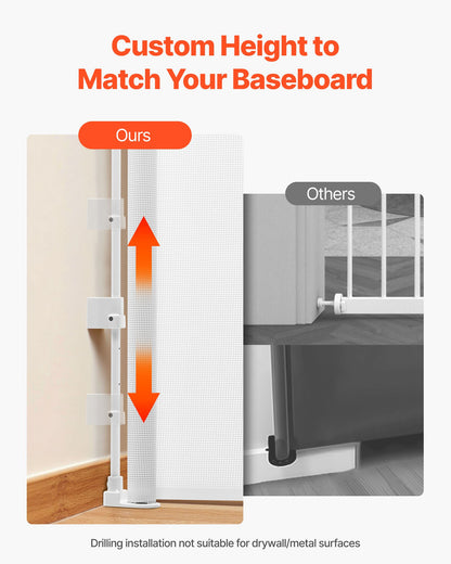 Retractable Baby Gate, Extends to 57 inch Wide, 38.5 inch Tall, with Security Lock, Easy to Use, Walk Through Without Tripping, Mesh Dog Gate for Stairs, Hallways, Indoor/Outdoor, White