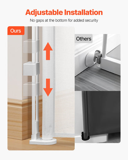Retractable Baby Gate, 34 inch Tall, Extends up to 55 inch Wide, Retractable Gate for Kids or Pets, Mesh Material, Easy to Install for Indoor Stairs, Doorways, Hallways, Playrooms, White