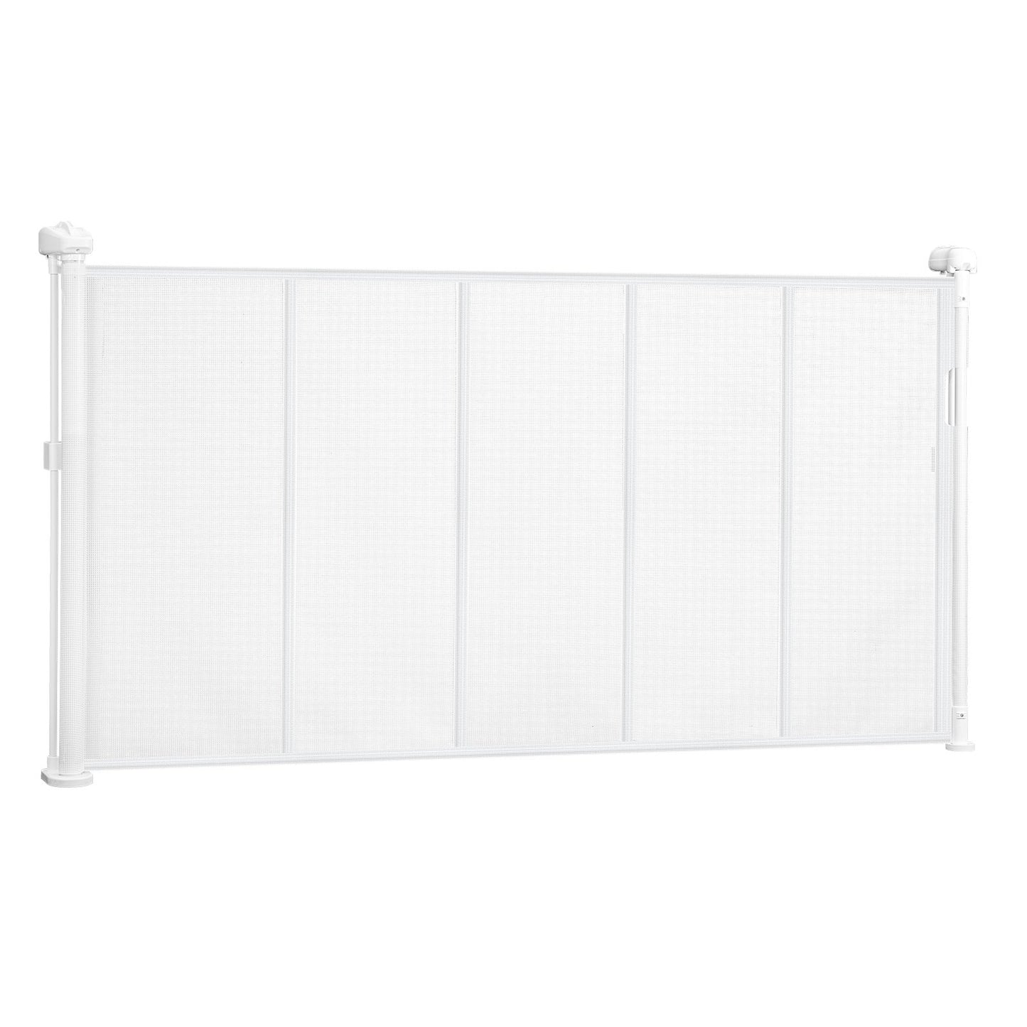 Retractable Baby Gate, 34 inch Tall, Extends up to 55 inch Wide, Retractable Gate for Kids or Pets, Mesh Material, Easy to Install for Indoor Stairs, Doorways, Hallways, Playrooms, White