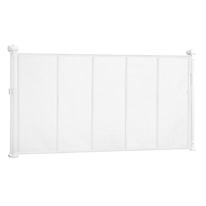 Retractable Baby Gate, 34 inch Tall, Extends up to 55 inch Wide, Retractable Gate for Kids or Pets, Mesh Material, Easy to Install for Indoor Stairs, Doorways, Hallways, Playrooms, White