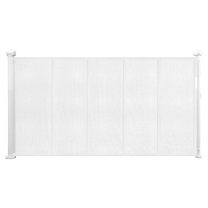 Retractable Baby Gate, 34 inch Tall, Extends up to 55 inch Wide, Retractable Gate for Kids or Pets, Mesh Material, Easy to Install for Indoor Stairs, Doorways, Hallways, Playrooms, White