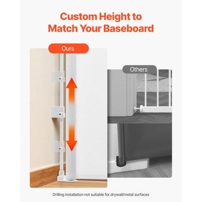 Infällbar Barngrind, Utdragbar till 1430 mm Bredd, 795 mm Hög, Med Säkerhetslås, Lätt att Använda, Gå Genom Utan Att Snubbla, Nätgrind För Hundtrappor, Hallar, Inomhus/Utomhus, Vit |  EU
