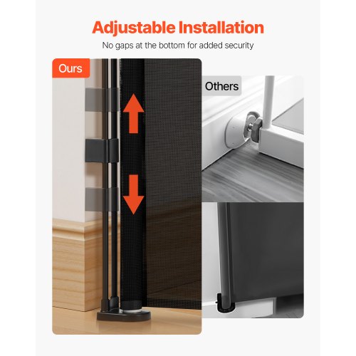 Retractable Baby Gate 870 mm High Extendable to 2800 mm Width Children Pets Black