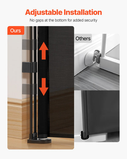 Retractable Baby Gate, 34 inch Tall, Extends up to 110 inch Wide, Retractable Gate for Kids or Pets, Mesh Material, Easy to Install for Indoor Stairs, Doorways, Hallways, Playrooms, Black