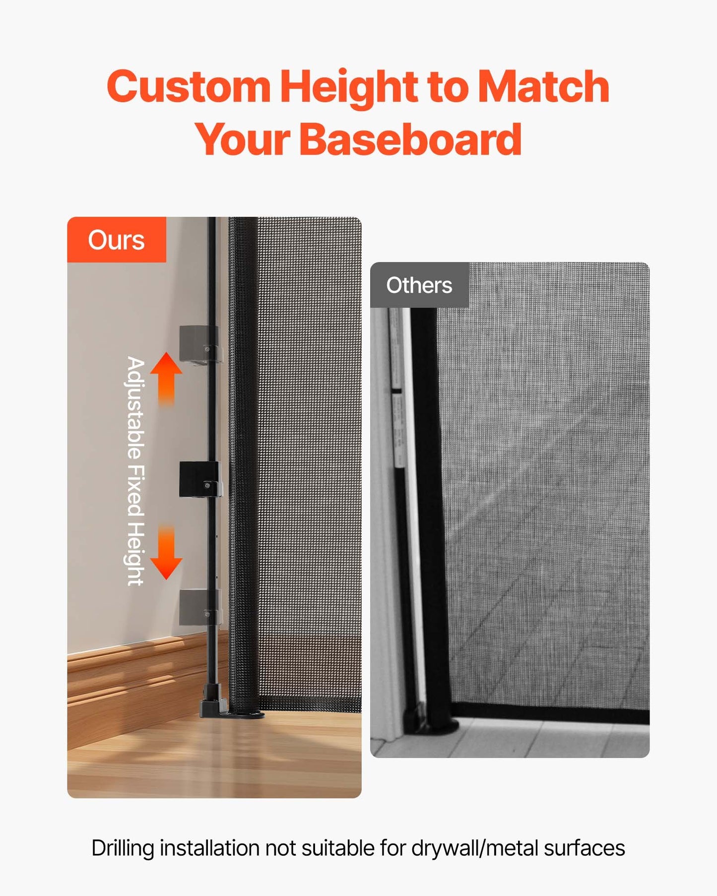 Retractable Baby Gate, Extends to 122 inch Extra Wide, 31.3 inch Tall, with Reinforced Fiberglass Strips, Avoids Crawling Through, Mesh Dog Gate for Decks, Doorways, Garages, Indoor, Black