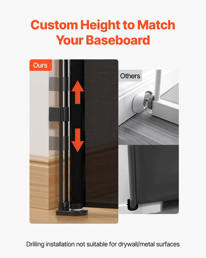 Retractable Baby Gate, Extends to 120 inch Extra Wide, 38.5 inch Tall, with Reinforced Fiberglass Strips, Avoids Crawling Through, Mesh Dog Gate for Decks, Doorways, Garages, Indoor, Black