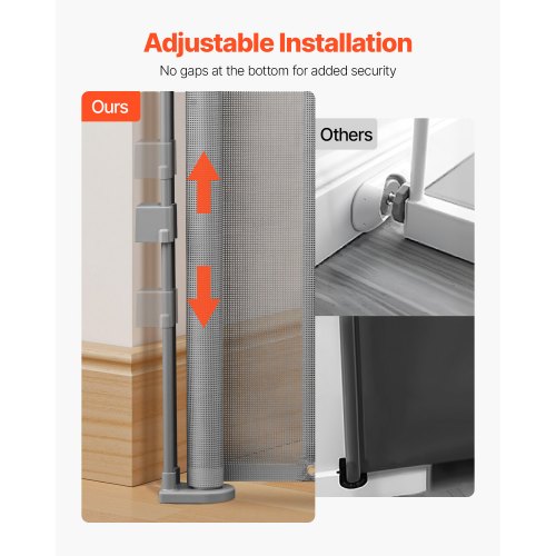 Retractable Baby Gate 870 mm High Extendable to 1400 mm Width Children Pets Grey