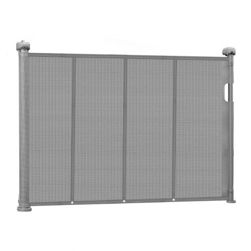 Retractable Baby Gate 870 mm High Extendable to 1400 mm Width Children Pets Grey