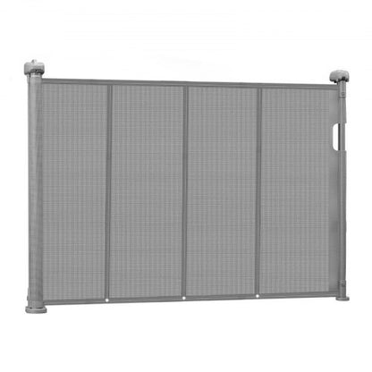 Retractable Baby Gate 870 mm High Extendable to 1400 mm Width Children Pets Grey