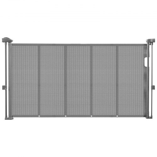 Retractable Baby Gate 870 mm High Extendable to 1400 mm Width Children Pets Grey