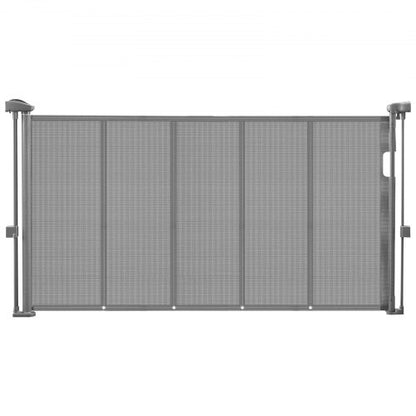 Retractable Baby Gate 870 mm High Extendable to 1400 mm Width Children Pets Grey