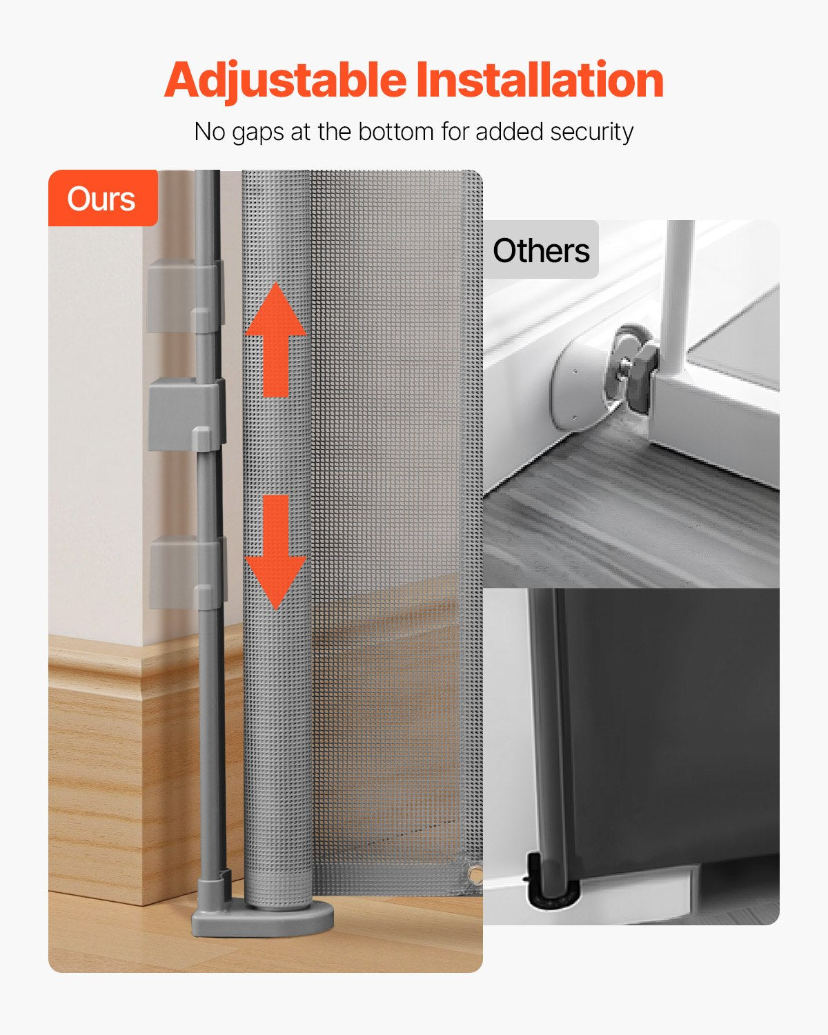 Retractable Baby Gate, 34 inch Tall, Extends up to 55 inch Wide, Retractable Gate for Kids or Pets, Mesh Material, Easy to Install for Indoor Stairs, Doorways, Hallways, Playrooms, Gray