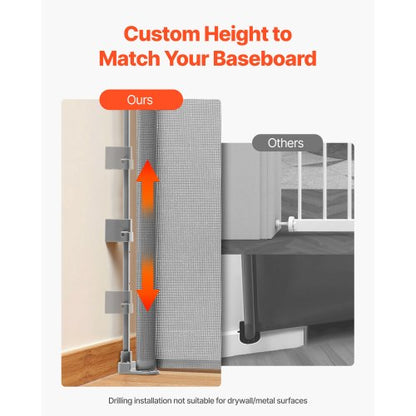 Infällbar Barngrind, Utdragbar till 1450 mm Bredd, 980 mm Hög, Med Säkerhetslås, Lätt att Använda, Gå Genom Utan Att Snubbla, Nätgrind För Hundtrappor, Hallar, Inomhus/Utomhus, Grå |  EU