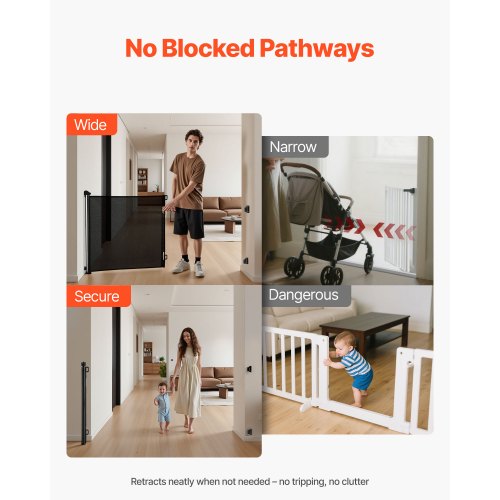 Infällbar Barngrind, Utdragbar till 1450 mm Bredd, 980 mm Hög, Med Säkerhetslås, Lätt att Använda, Gå Genom Utan Att Snubba, Nätgrind För Hundtrappor, Hallar, Inomhus/Utomhus, Svart |  EU