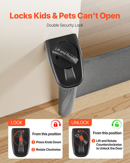 Retractable Baby Gate, Extends to 57 inch Wide, 38.5 inch Tall, with Security Lock, Easy to Use, Walk Through Without Tripping, Mesh Dog Gate for Stairs, Hallways, Indoor/Outdoor, Black