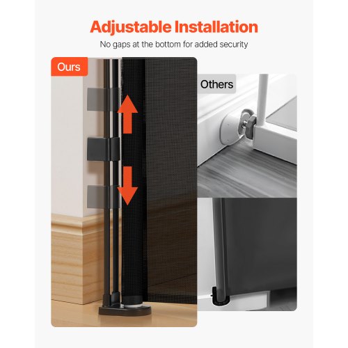 Retractable Baby Gate 870 mm High Extendable to 1400 mm Width Children Pets Black