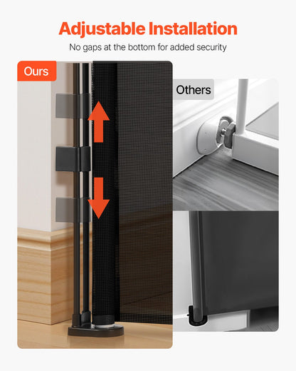 Retractable Baby Gate, 34 inch Tall, Extends up to 55 inch Wide, Retractable Gate for Kids or Pets, Mesh Material, Easy to Install for Indoor Stairs, Doorways, Hallways, Playrooms, Black