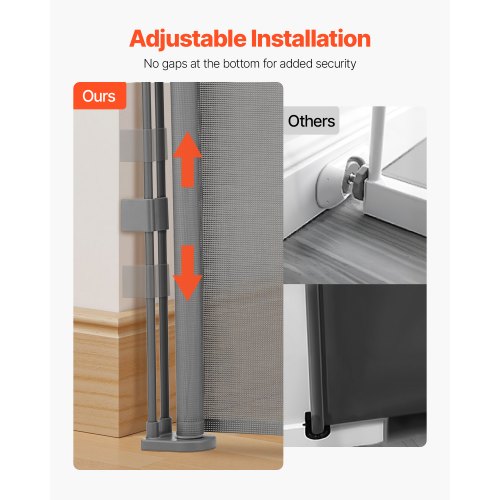 Einziehbares Babygitter 870 mm hoch Ausziehbar auf 1800 mm Breite Kinder Haustiere Grau | EU