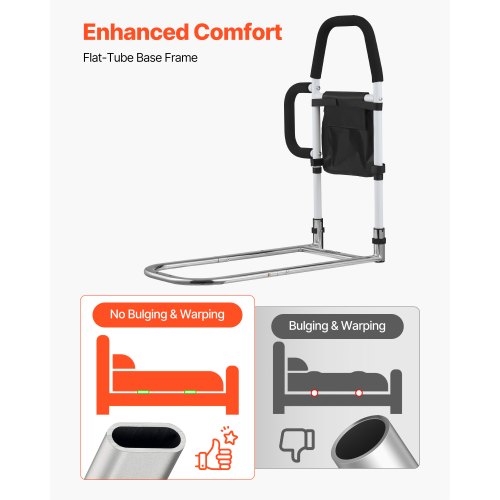 Sänggrind för äldre, Sängstöd med sidohandtag och PU-ledstång, Höjdjusterbar sängkäpp i kolstål, Sängstänger för seniorer och patienter, Passar King, Queen, Full, Twin |  EU