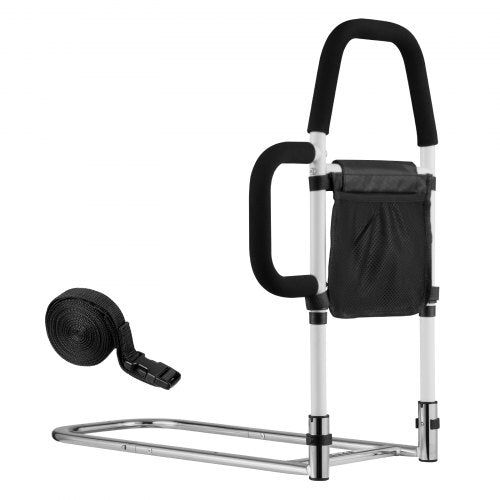 Sänggrind för äldre, Sängstöd med sidohandtag och PU-ledstång, Höjdjusterbar sängkäpp i kolstål, Sängstänger för seniorer och patienter, Passar King, Queen, Full, Twin |  EU