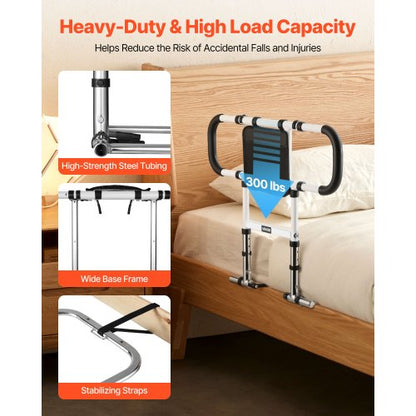 Sänggrind för äldre, hopfällbar och utdragbar sängstödgrind med sidohandtag och PU-ledstång, justerbar höjd för sängkant i kolstål, passar sänggrind för seniorer, queen size-säng, dubbelsäng och twin-säng |  EU