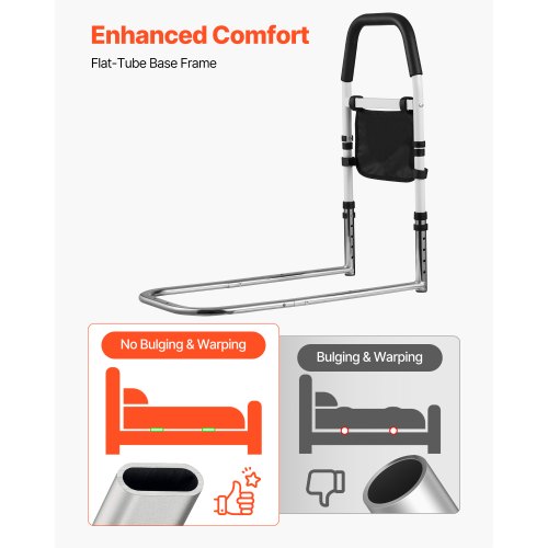 Sänggrind för äldre, Sängstöd med PU-ledstång, Höjdjusterbar sängstång med rör, Sängstänger i höghållfast kolstål för seniorer och patienter, Passar King, Queen, Full, Twin |  EU