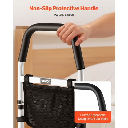 Sänggrind för äldre, Sängstöd med PU-ledstång, Höjdjusterbar sängstång med rör, Sängstänger i höghållfast kolstål för seniorer och patienter, Passar King, Queen, Full, Twin |  EU