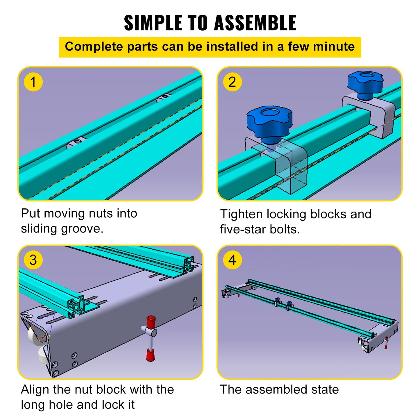 Router Sled, 60 Inch / 152.4 cm Width, Flat Guide Jig for Woodworking with Locking Function, Portable and Easy to Adjust, Trimming Planing for Wood Flattening, Home DIY