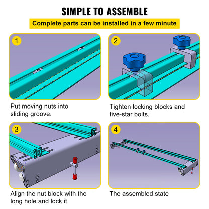 Router Sled, 60 Inch / 152.4 cm Width, Flat Guide Jig for Woodworking with Locking Function, Portable and Easy to Adjust, Trimming Planing for Wood Flattening, Home DIY