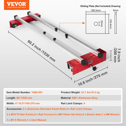 Router Tisch Einstellbare Holz Platte Abflachung Mühle Router Jig 60 in Länge