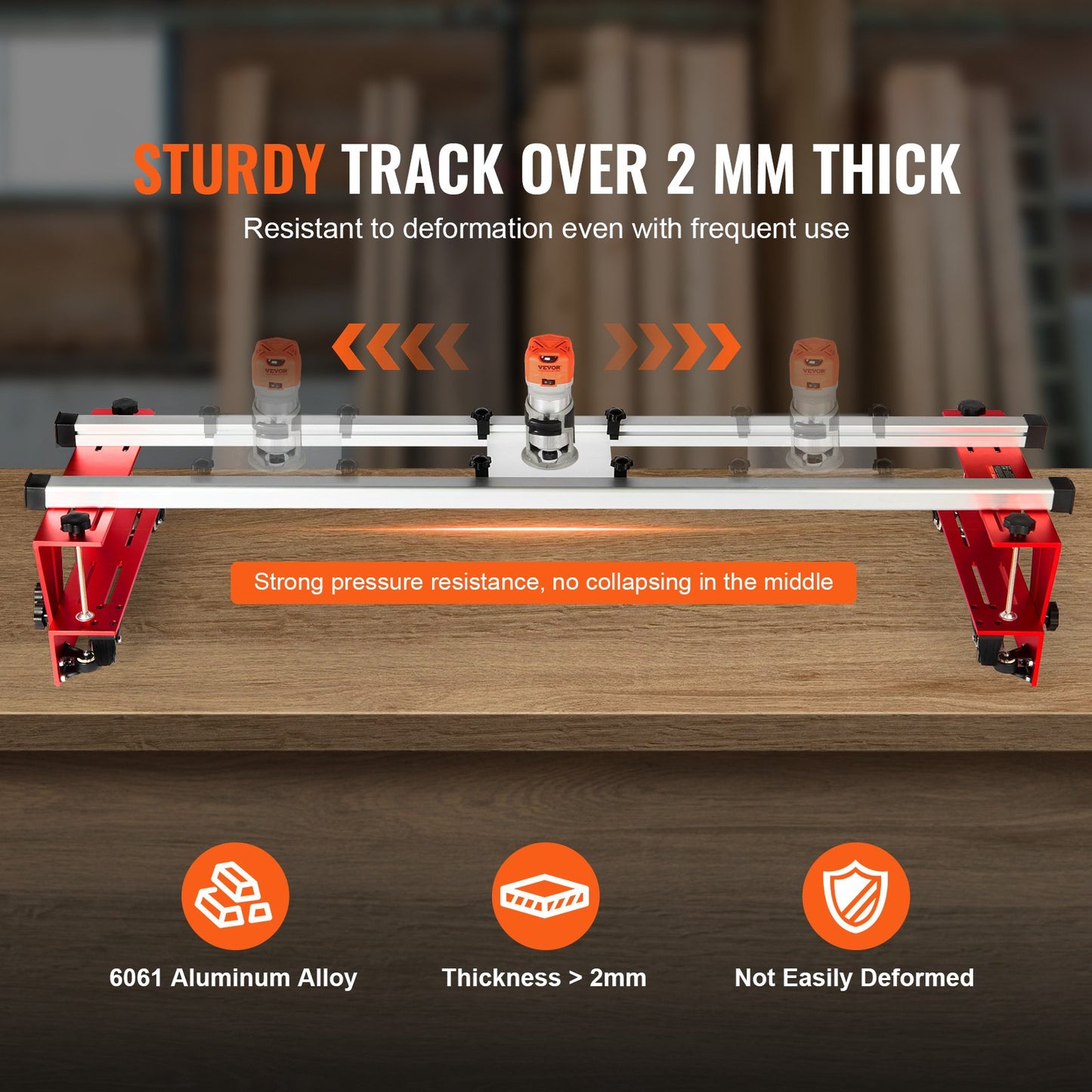Överfräsarsläde, 64 tum, bärbar och lätt att justera platta till plattning Jig, DIY Träbearbetningsfräs släde för tillplattning av plattor, platta guide Jig trimning hyvelmaskin för trä tillplattning, hemma DIY