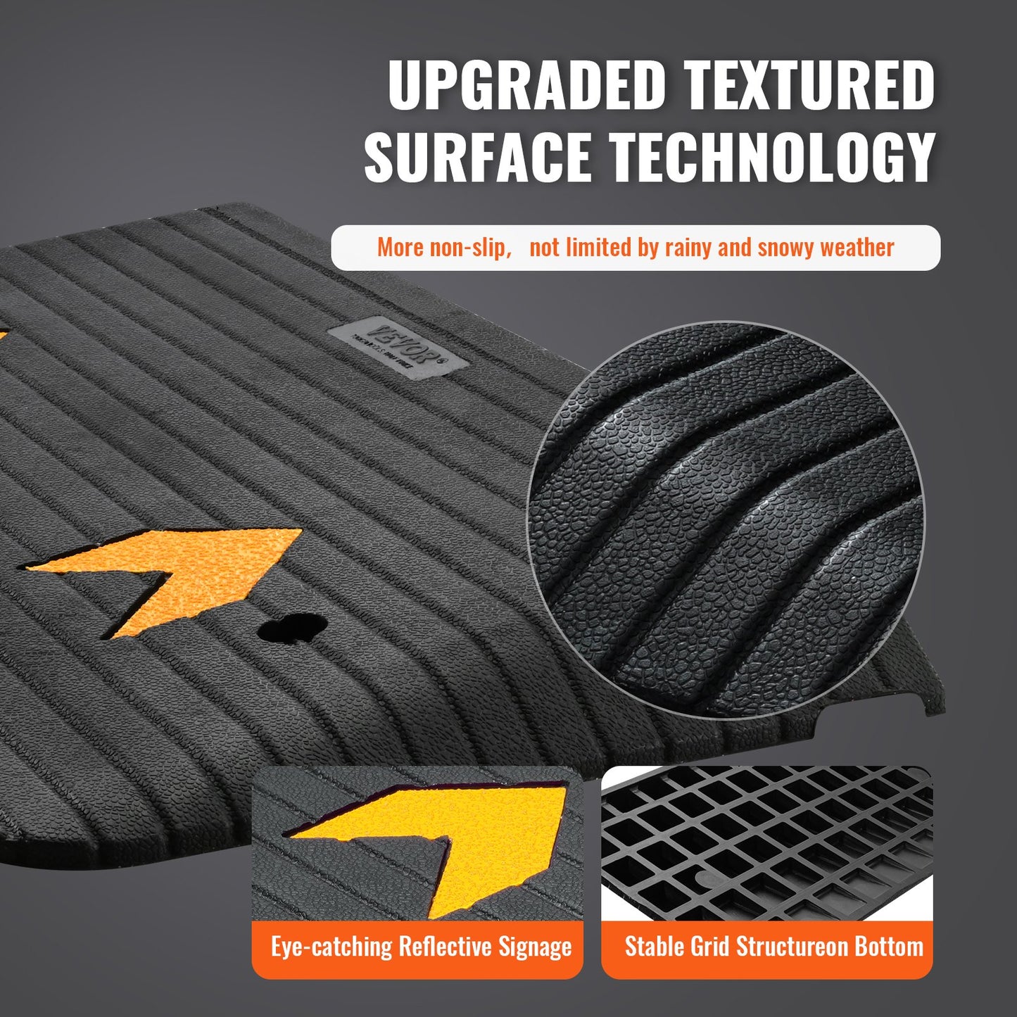 Upgraded Rubber Threshold Ramp, 3" Rise Door Ramp with 1 Channel, Natural Rubber Car Ramp with Non-Slip Textured Surface, 33069 lbs Load Capacity Curb Ramp for Wheelchair and Scooter