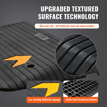 Upgraded Rubber Threshold Ramp, 3" Rise Door Ramp with 1 Channel, Natural Rubber Car Ramp with Non-Slip Textured Surface, 33069 lbs Load Capacity Curb Ramp for Wheelchair and Scooter