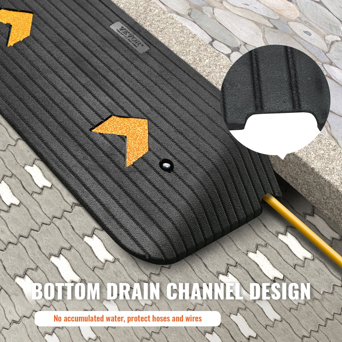 Upgraded Rubber Threshold Ramp, 3 Inch 1 Channel Door Ramp, Natural Rubber Car Ramp with Non-Slip Textured Surface, 33069 lbs Load Capacity Sidewalk Ramp for Wheelchair and Scooter