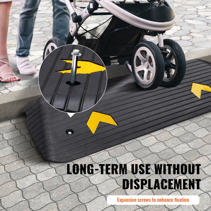 Gummi-Schwellenrampe, 5,1 cm hohe Schwellenrampe für den Türrahmen, Power-Schwellenrampe aus recyceltem Gummi, Tragkraft 14000 kg, rutschfeste Gummioberfläche, feste Schwellenrampe für Rollstühle und Scooter