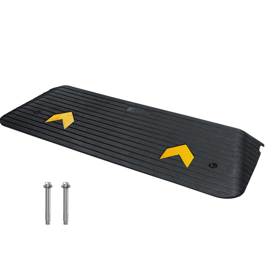 Rubber Threshold Ramp, 2-Inch Rise Threshold Ramp Doorway, Recycled Rubber Power Threshold Ramp, Rated 33069 lbs Load Capacity, Non-Slip Rubber Surface, Fixed Threshold Ramp for Wheelchair and Scooter